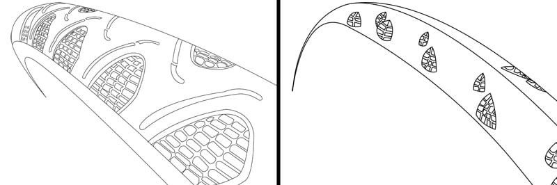side-by-side outlines showing the similarities and differences between the Continental Gatorskin and Grand Prix All-Season clincher bike tires