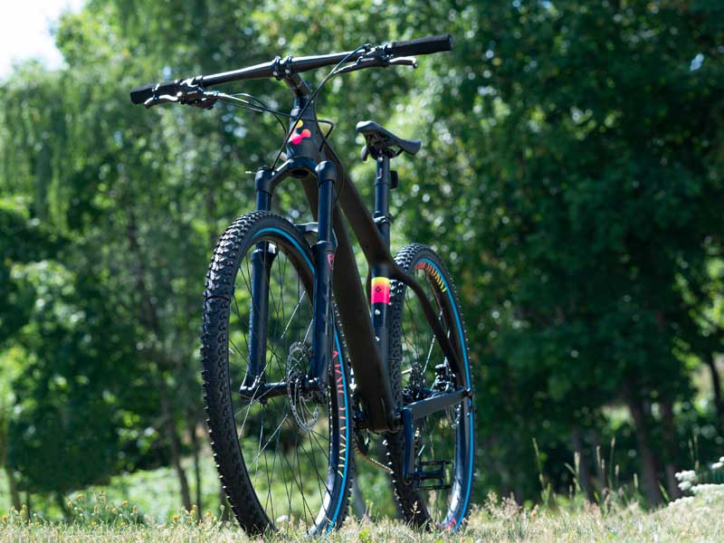complete reTyre Trail X setup mounted to mountain bike in forest